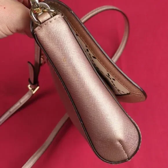 Kate Spade Greer Laurel Way Crossbody Bag Rose Gold Saffiano Leather - Picture 8 of 15